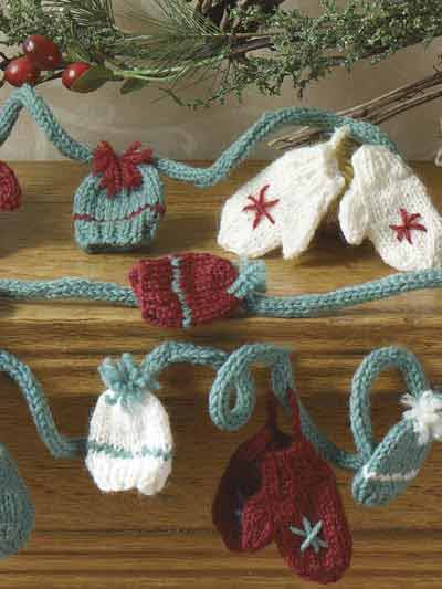 Free Christmas Knitting Patterns - Mini-Mitts & Hat Garland ...