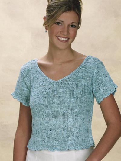 Free Short-sleeved Sweater Knitting Patterns - Pretty Bows Top