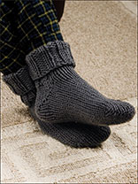 Ribbed Toe-Up Slipper Socks